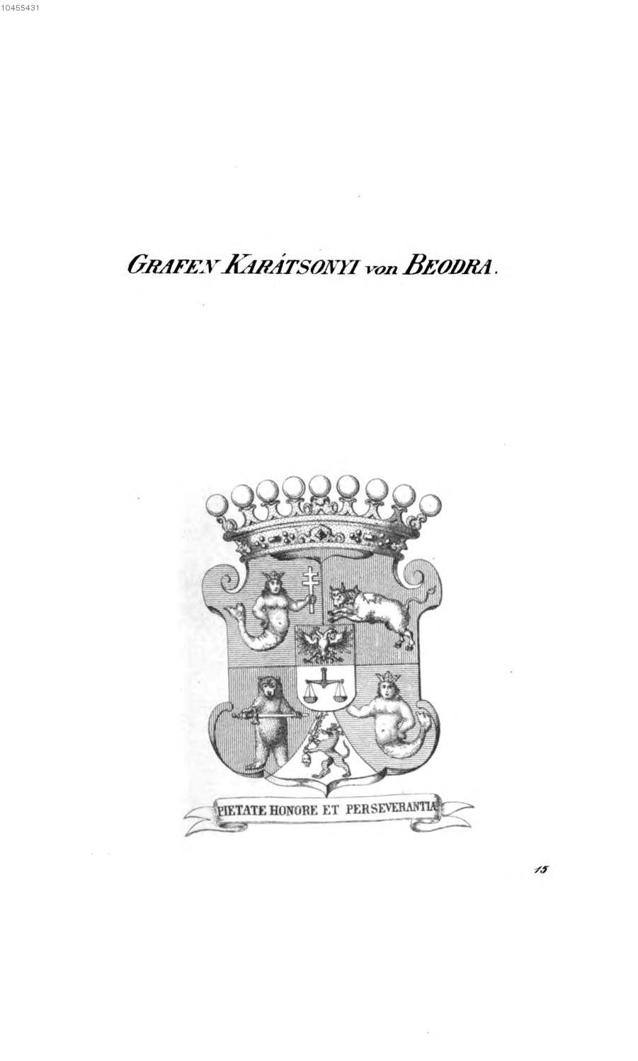 Karatsonyi von Beodra — Tyroff オーストリア君主国紋章集の原図