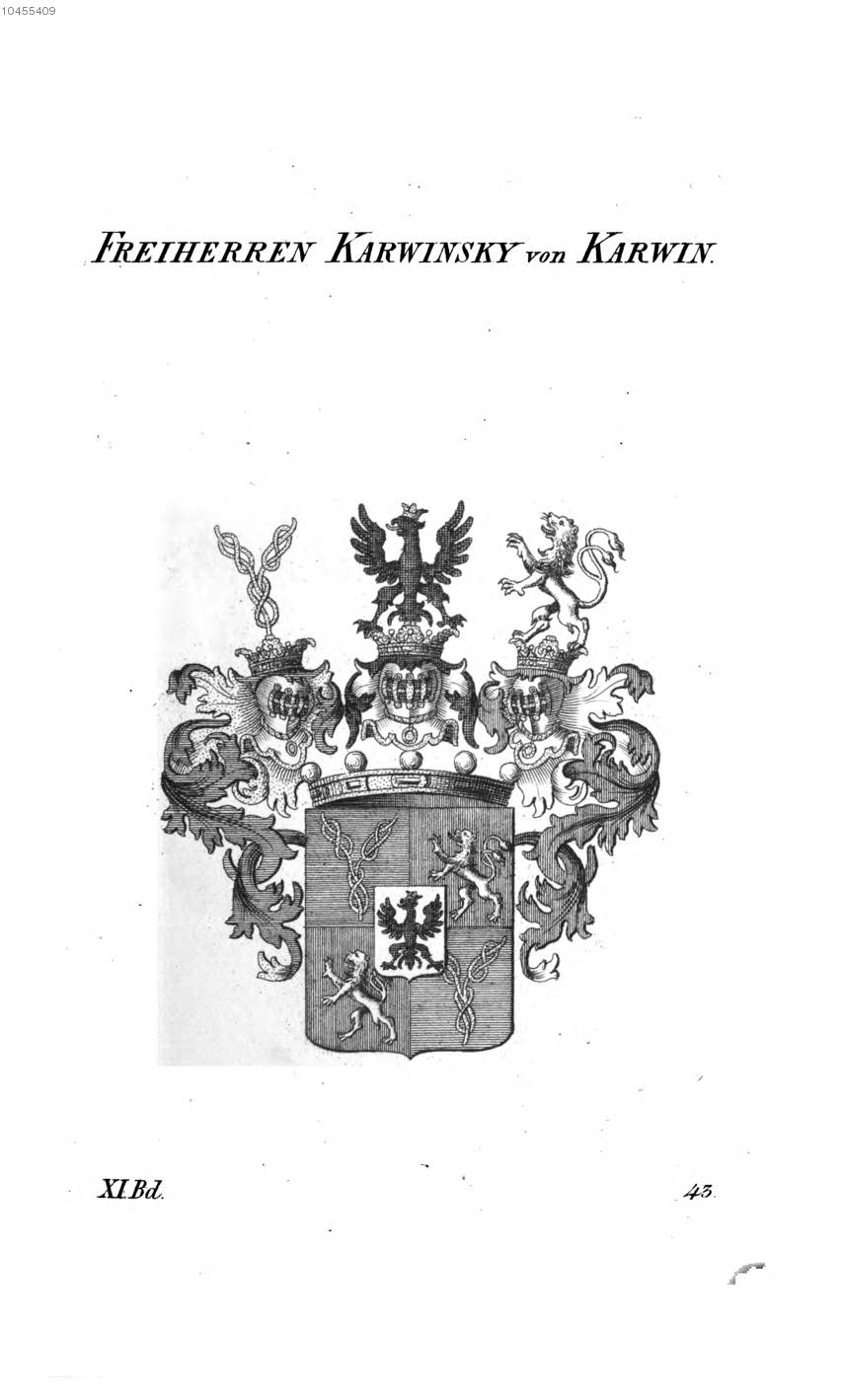 Karwinsky von Karwin — Tyroff オーストリア君主国紋章集の原図