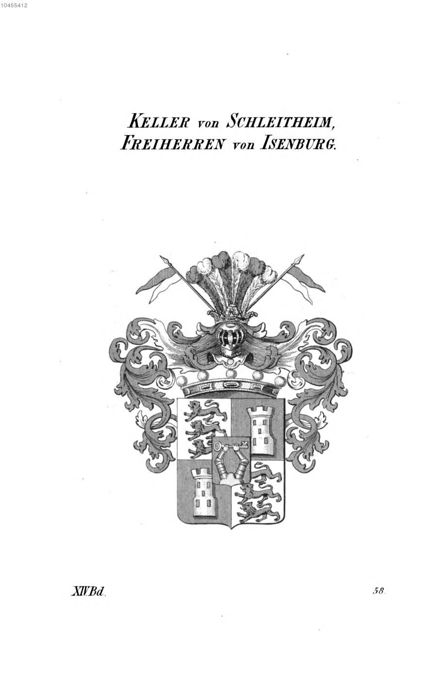 Keller von Schleitheim Frhr von Isenburg — Tyroff オーストリア君主国紋章集の原図