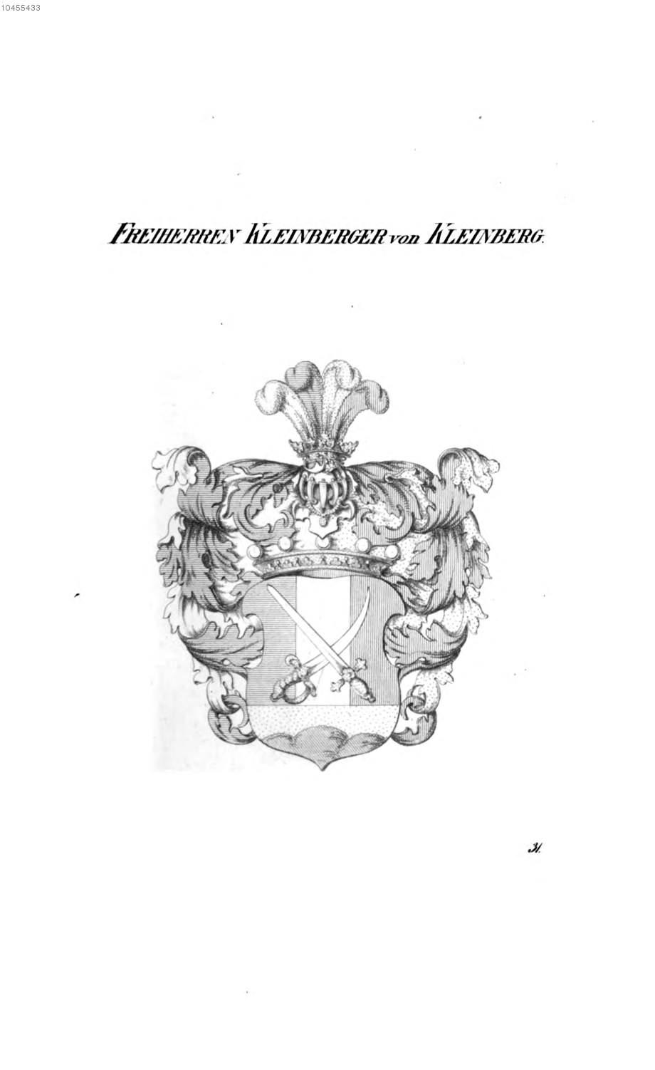 Kleinberger von Kleinberg — Tyroff オーストリア君主国紋章集の原図