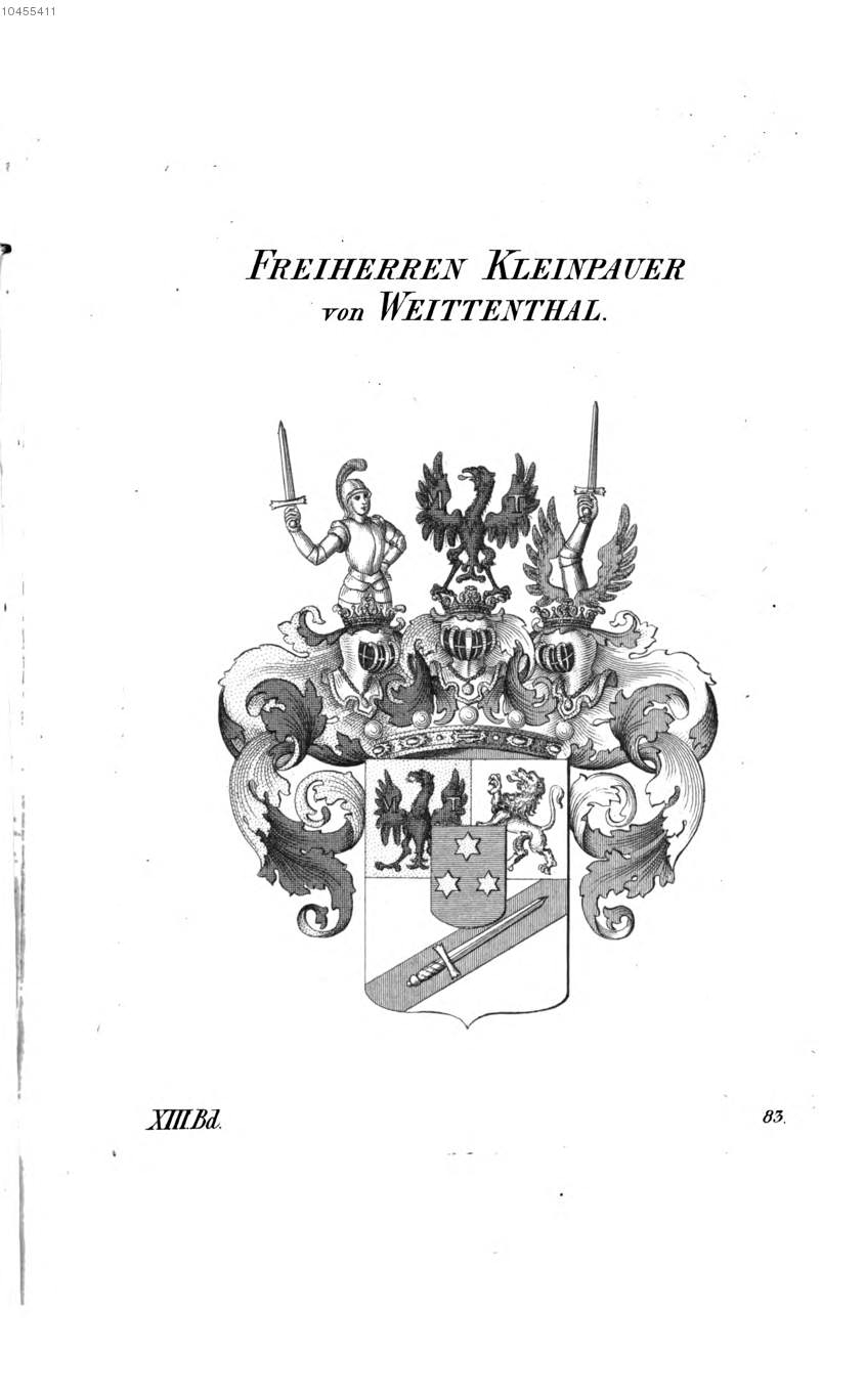 Kleinpauer von Weittenthal — Tyroff オーストリア君主国紋章集の原図
