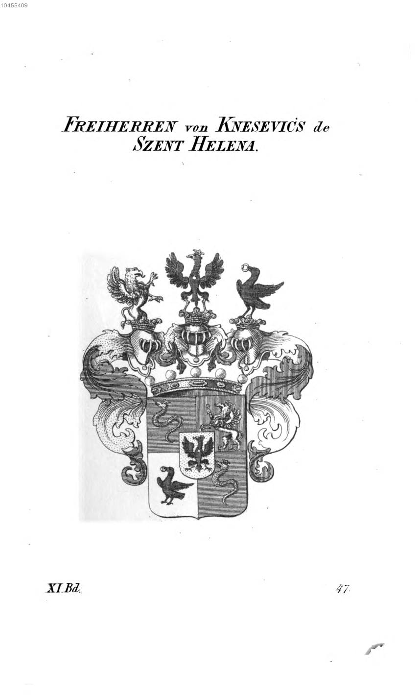 Knesevics de Szent Helena — Tyroff オーストリア君主国紋章集の原図