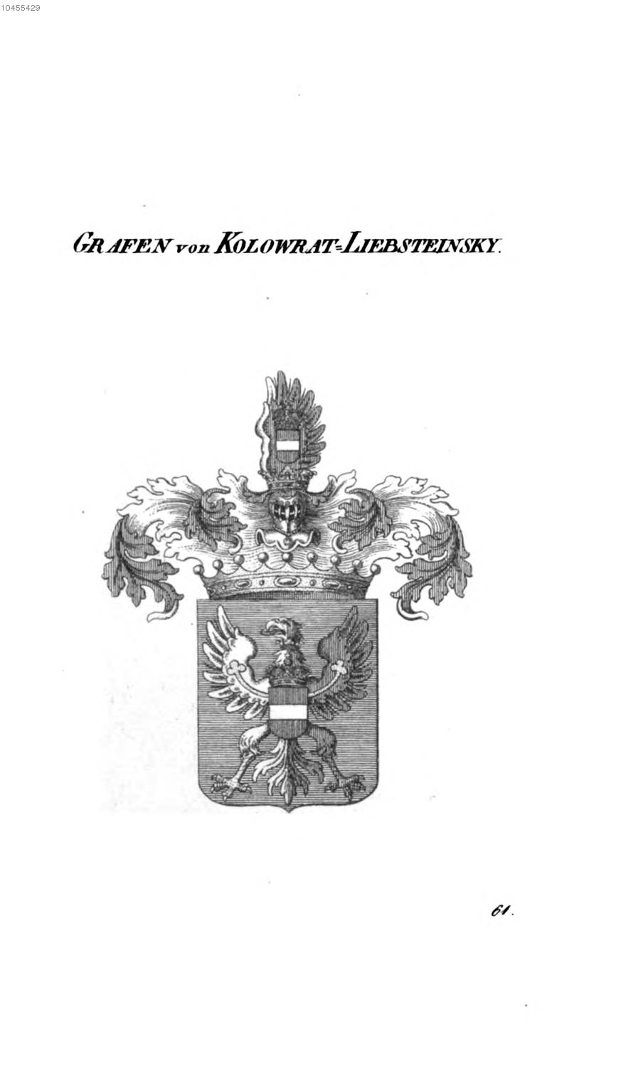 Kolowrat Liebsteinsky 2 — Tyroff オーストリア君主国紋章集の原図