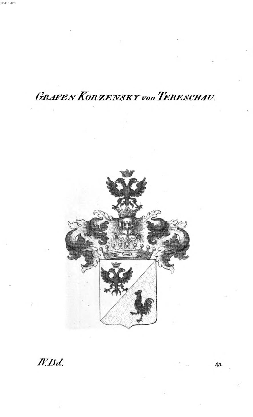Korzensky von Tereschau — Tyroff オーストリア君主国紋章集の原図