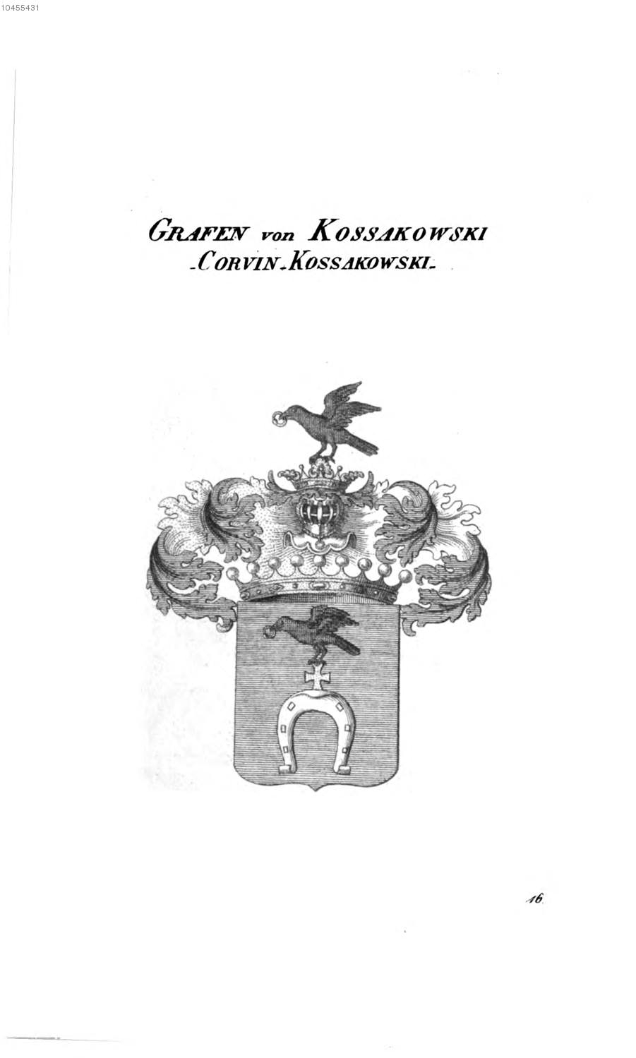 Kossakowski Corvin Kossakowski — Tyroff オーストリア君主国紋章集の原図