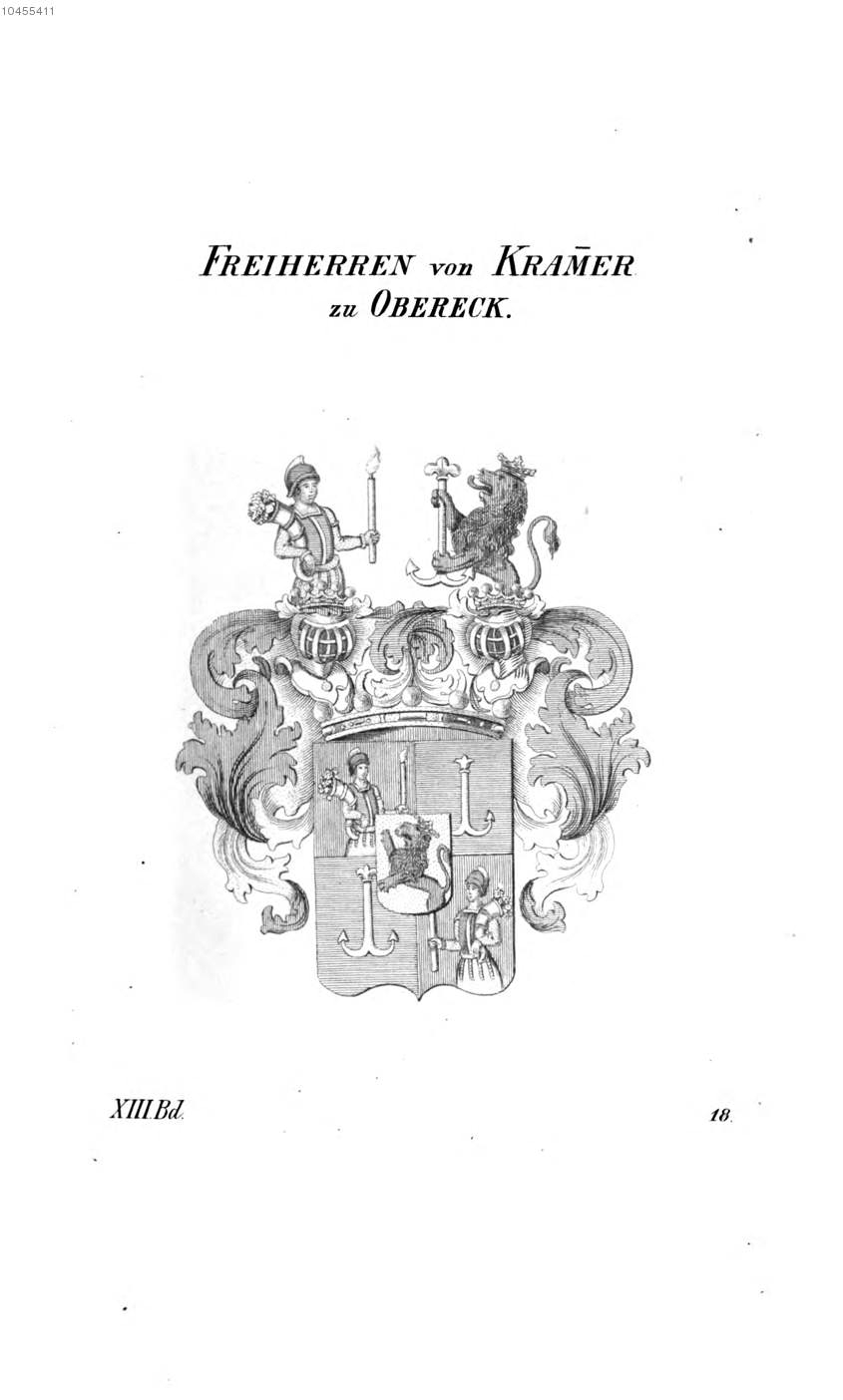Krammer Kramer zu Obereck — Tyroff オーストリア君主国紋章集の原図