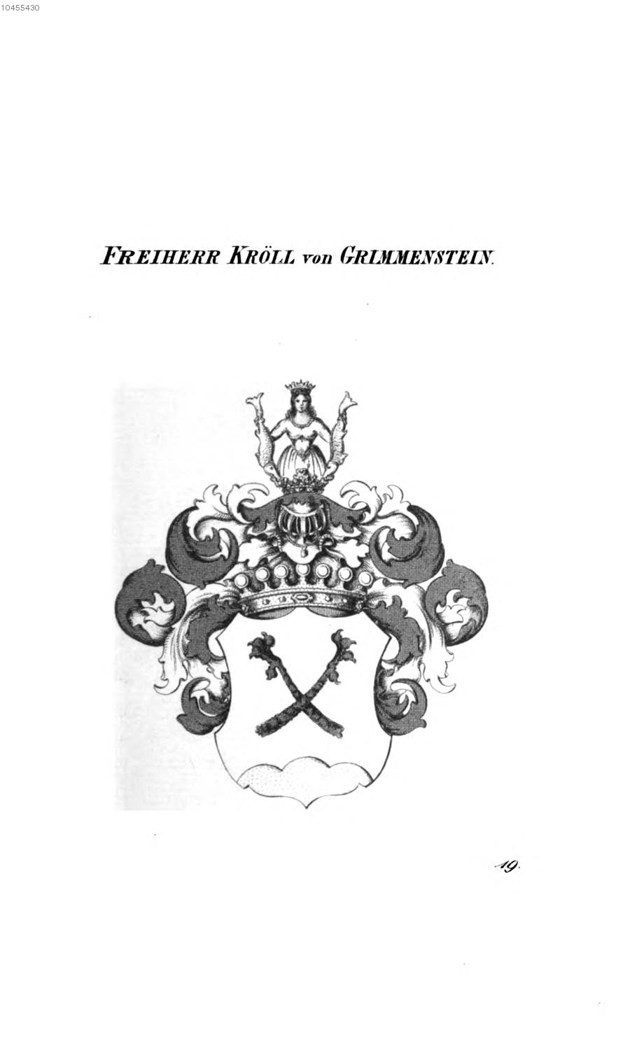 Kröll von Grimmenstein — Tyroff オーストリア君主国紋章集の原図