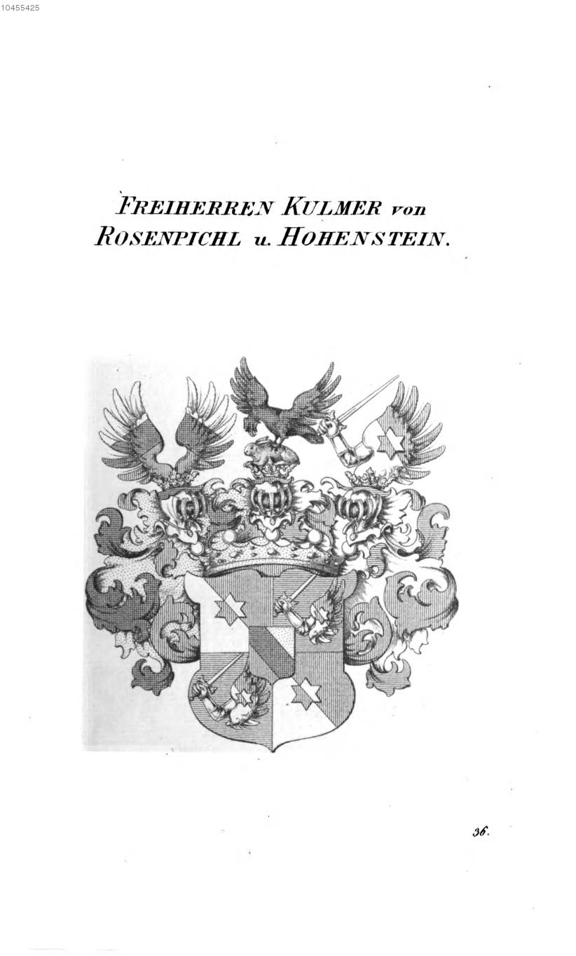 Kulmer von Rosenpichl und Hohenstein — Tyroff オーストリア君主国紋章集の原図