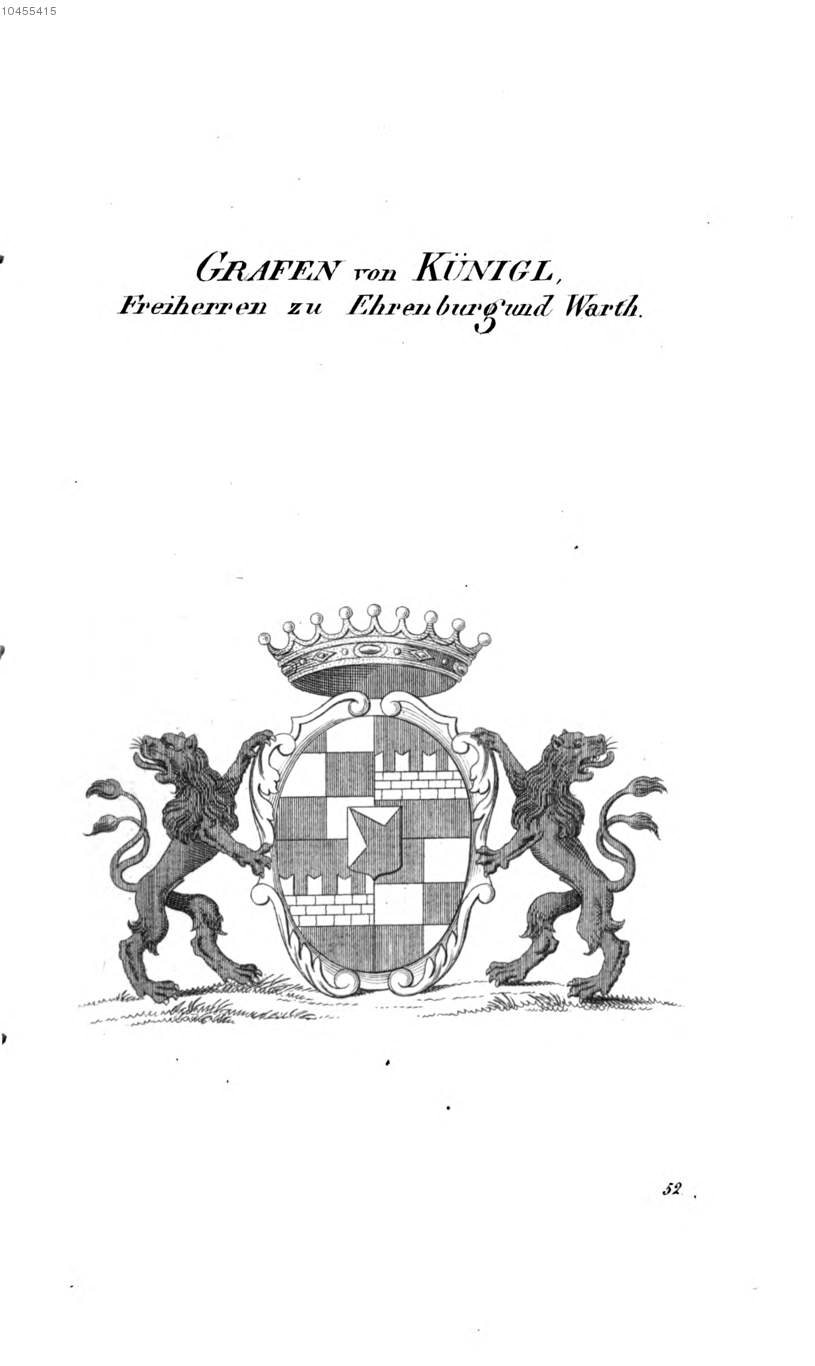 Künigl Ehrenburg und Warth — Tyroff オーストリア君主国紋章集の原図