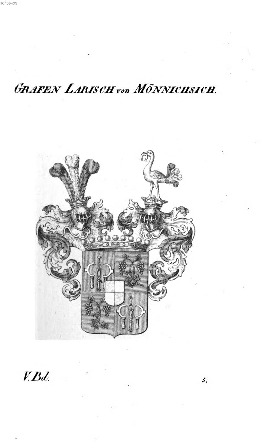 Larisch von Mönnichsich — Tyroff オーストリア君主国紋章集の原図