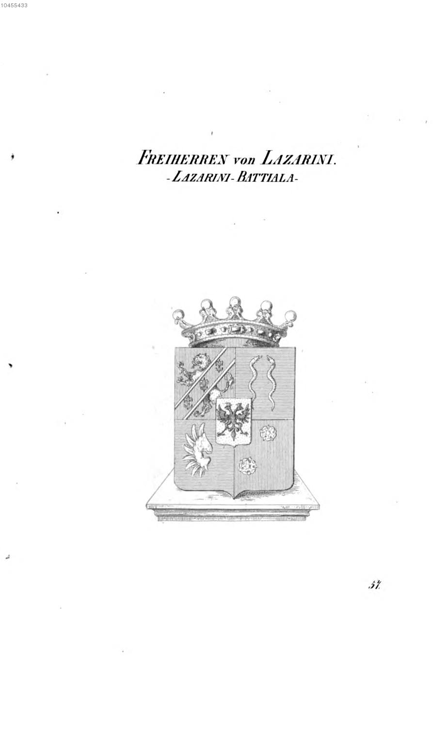 Lazarini Battiala — Tyroff オーストリア君主国紋章集の原図