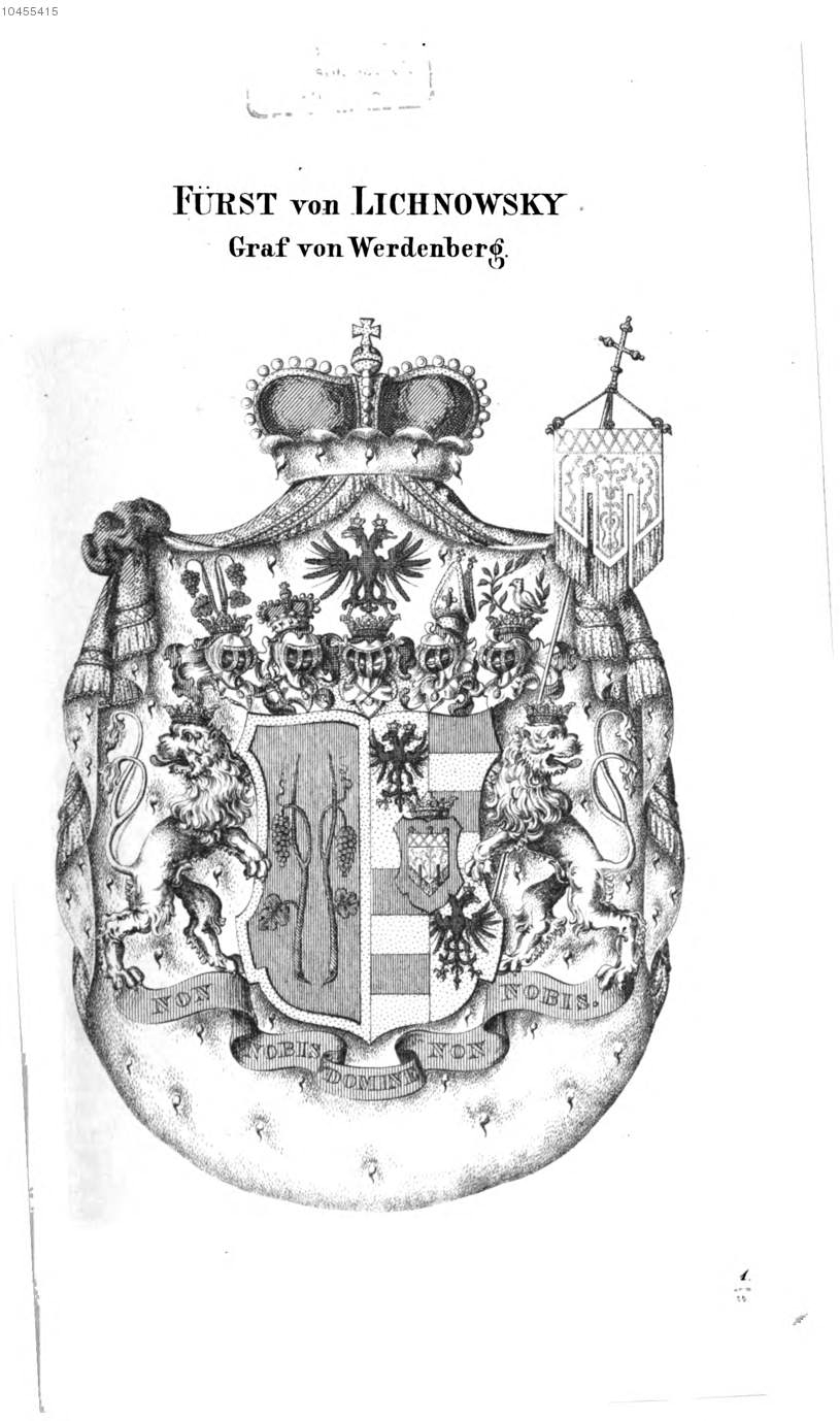 Lichnowsky Grf von Werdenberg — Tyroff オーストリア君主国紋章集の原図