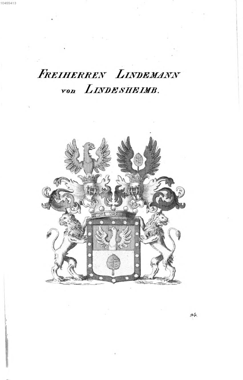 Lindemann von Lindesheimb — Tyroff オーストリア君主国紋章集の原図