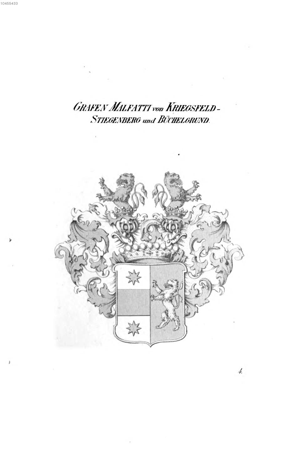 Malfatti von Kriegsfeld Stiegenberg und Büchelgrund — Tyroff オーストリア君主国紋章集の原図