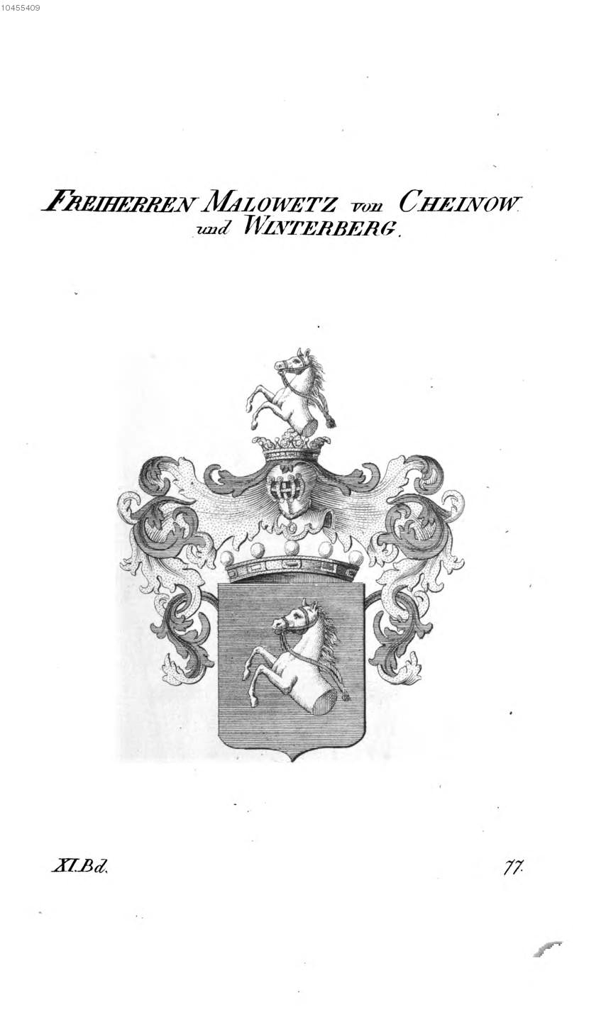 Malowetz von Cheinow und Winterberg — Tyroff オーストリア君主国紋章集の原図