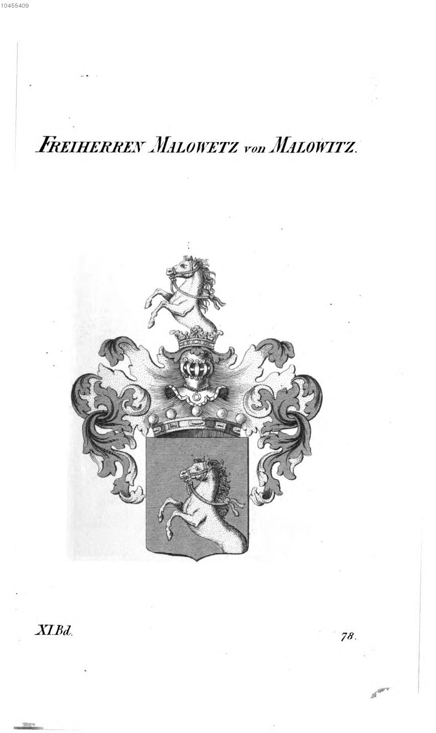 Malowetz von Malowitz — Tyroff オーストリア君主国紋章集の原図