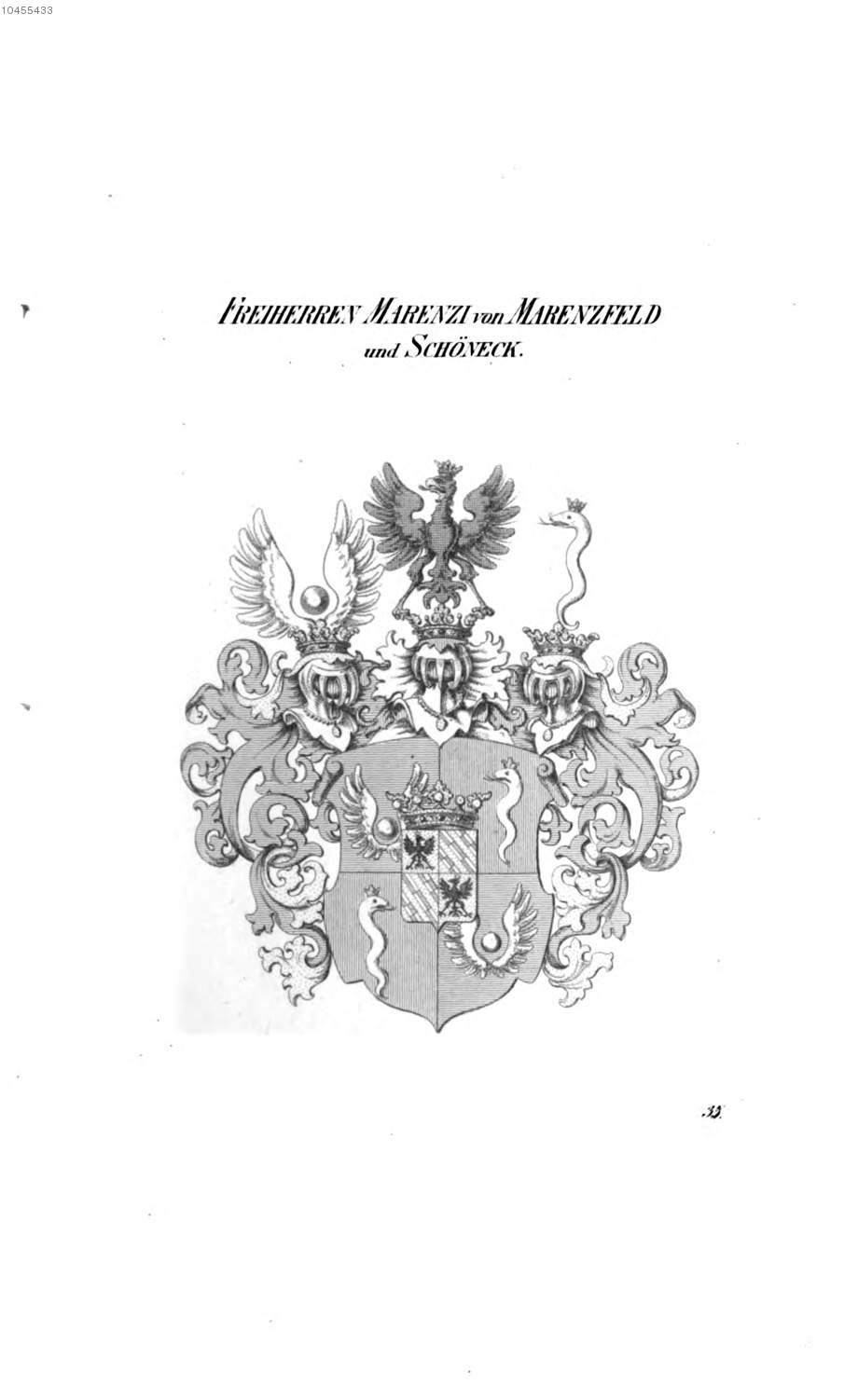 Marenzi von Marenzfeld und Schöneck — Tyroff オーストリア君主国紋章集の原図