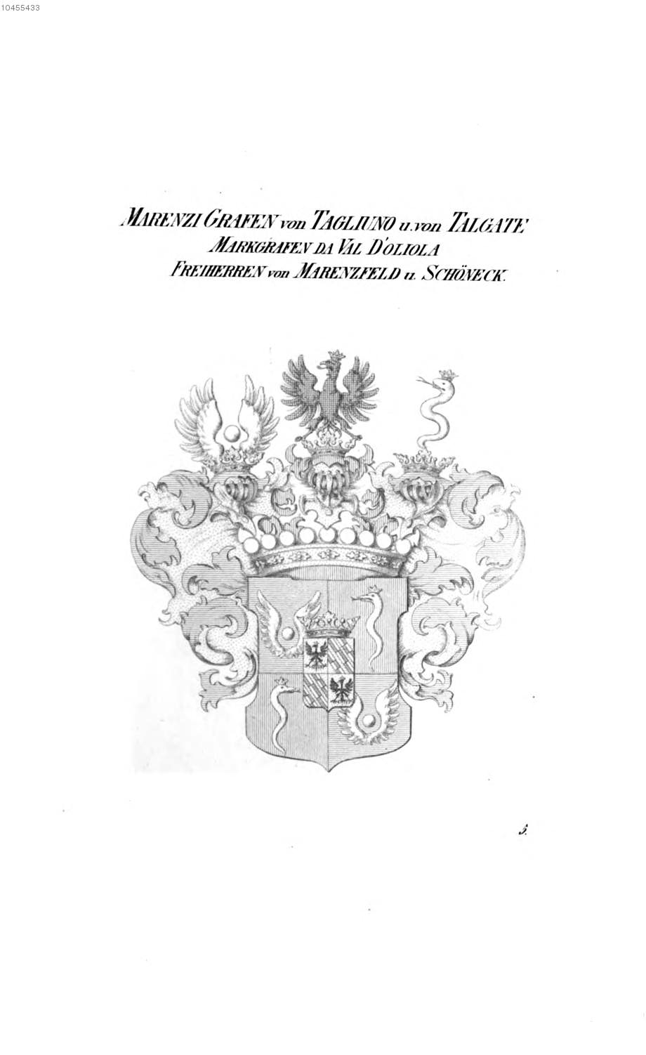 Marenzi von Tagliuno und V Talgate — Tyroff オーストリア君主国紋章集の原図