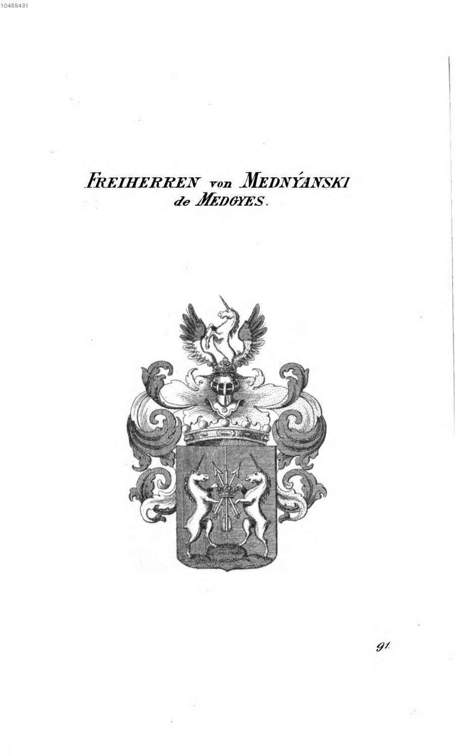 Mednyansky de Medgyes — Tyroff オーストリア君主国紋章集の原図
