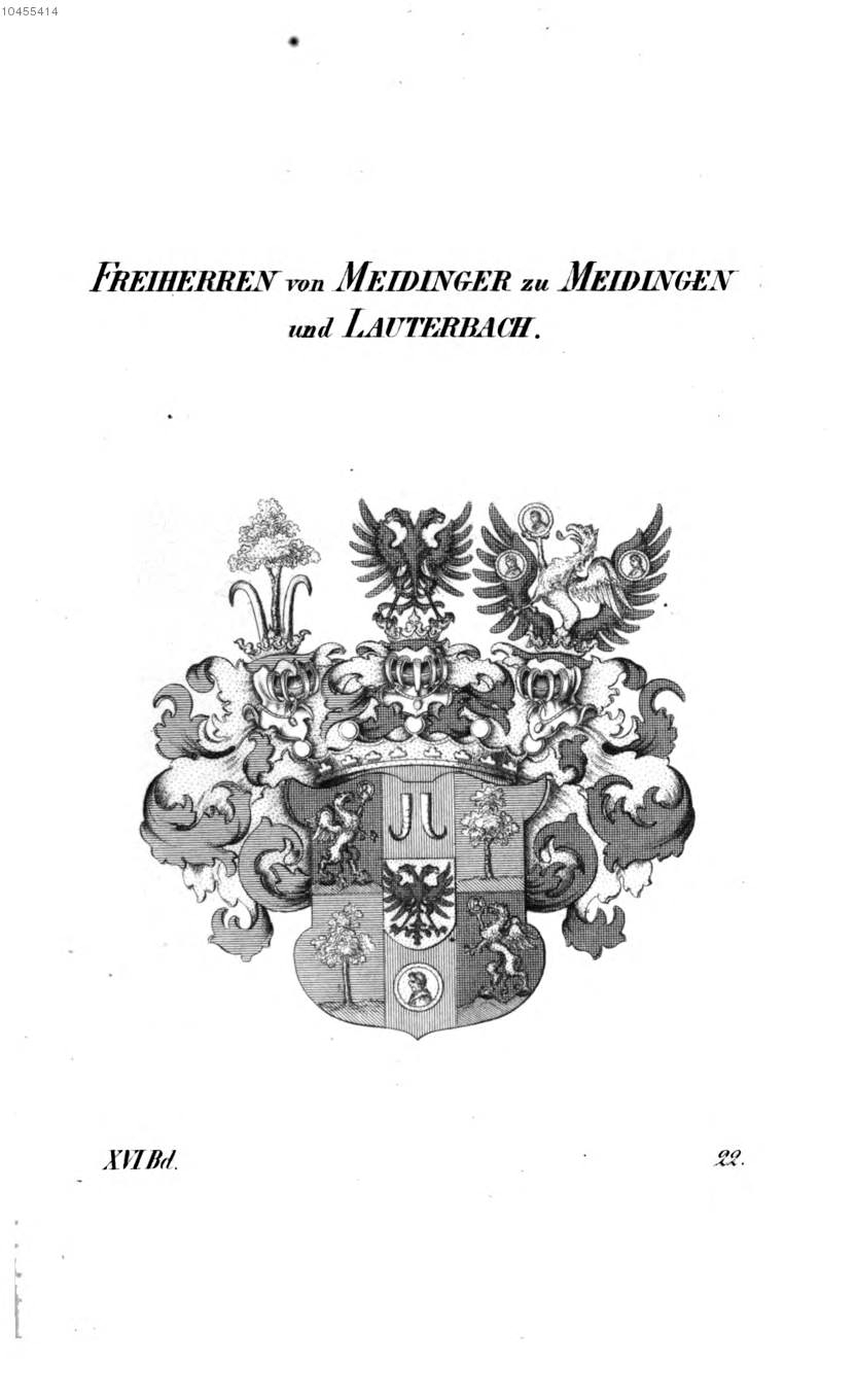 Meidinger zu Meidingen und Lauterbach — Tyroff オーストリア君主国紋章集の原図