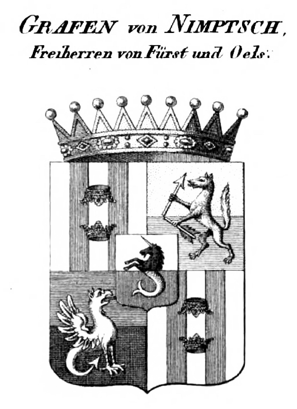 Nimptsch Fürst Oels — Tyroff オーストリア君主国紋章集の原図