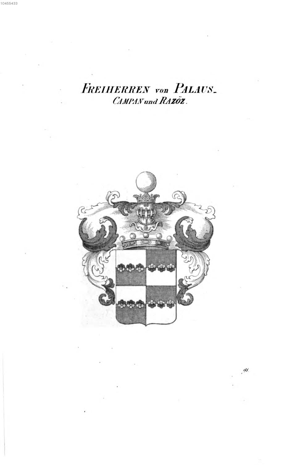 Palaus Campan und Razöz — Tyroff オーストリア君主国紋章集の原図
