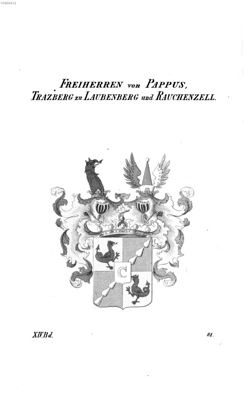 Pappus Trazberg zu Laubenberg — Tyroff オーストリア君主国紋章集の原図