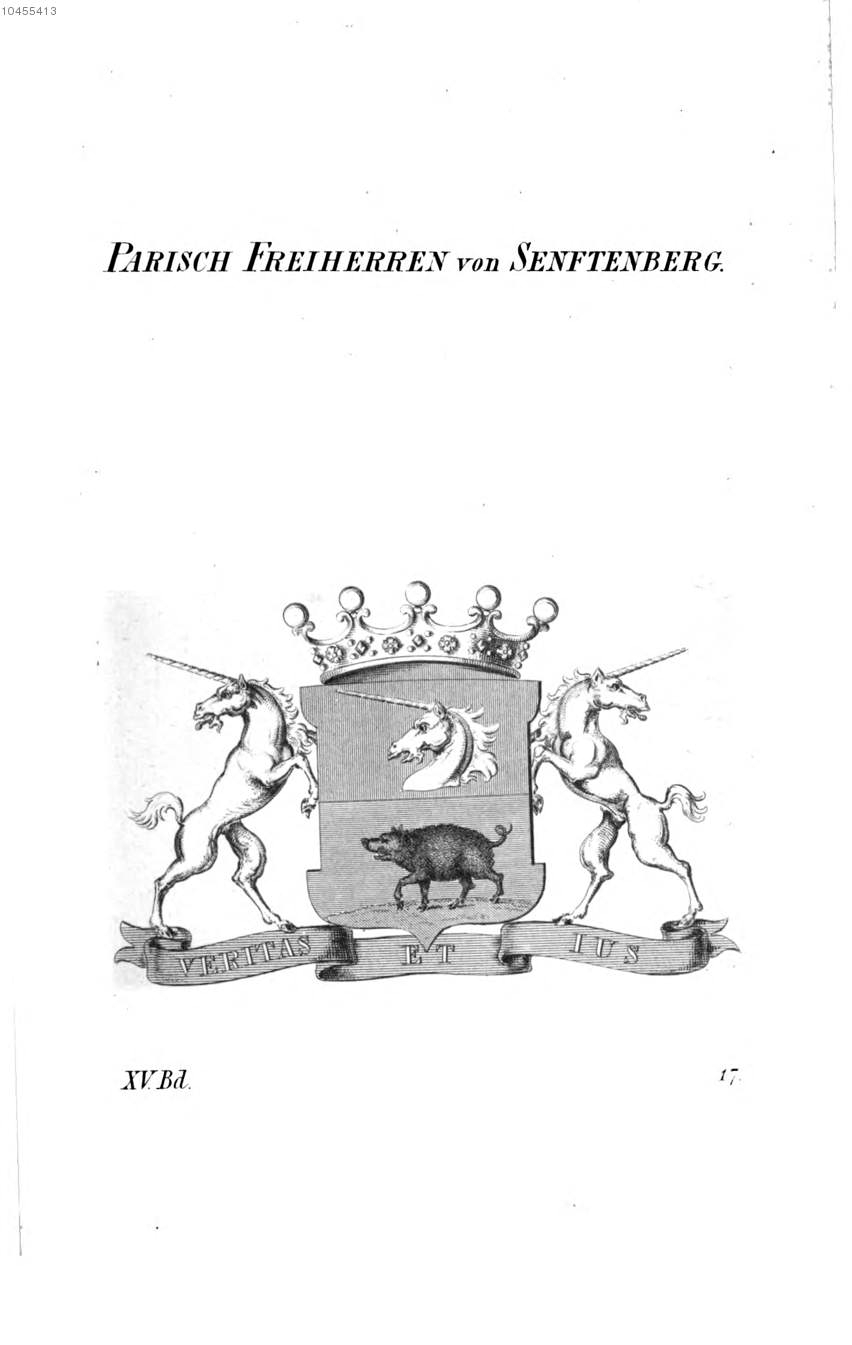 Parisch von Senftenberg — Tyroff オーストリア君主国紋章集の原図