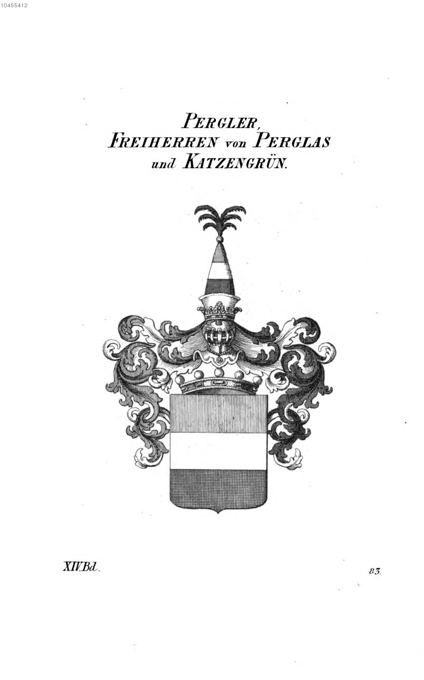 Pergler von Perglas und Katzengrün — Tyroff オーストリア君主国紋章集の原図