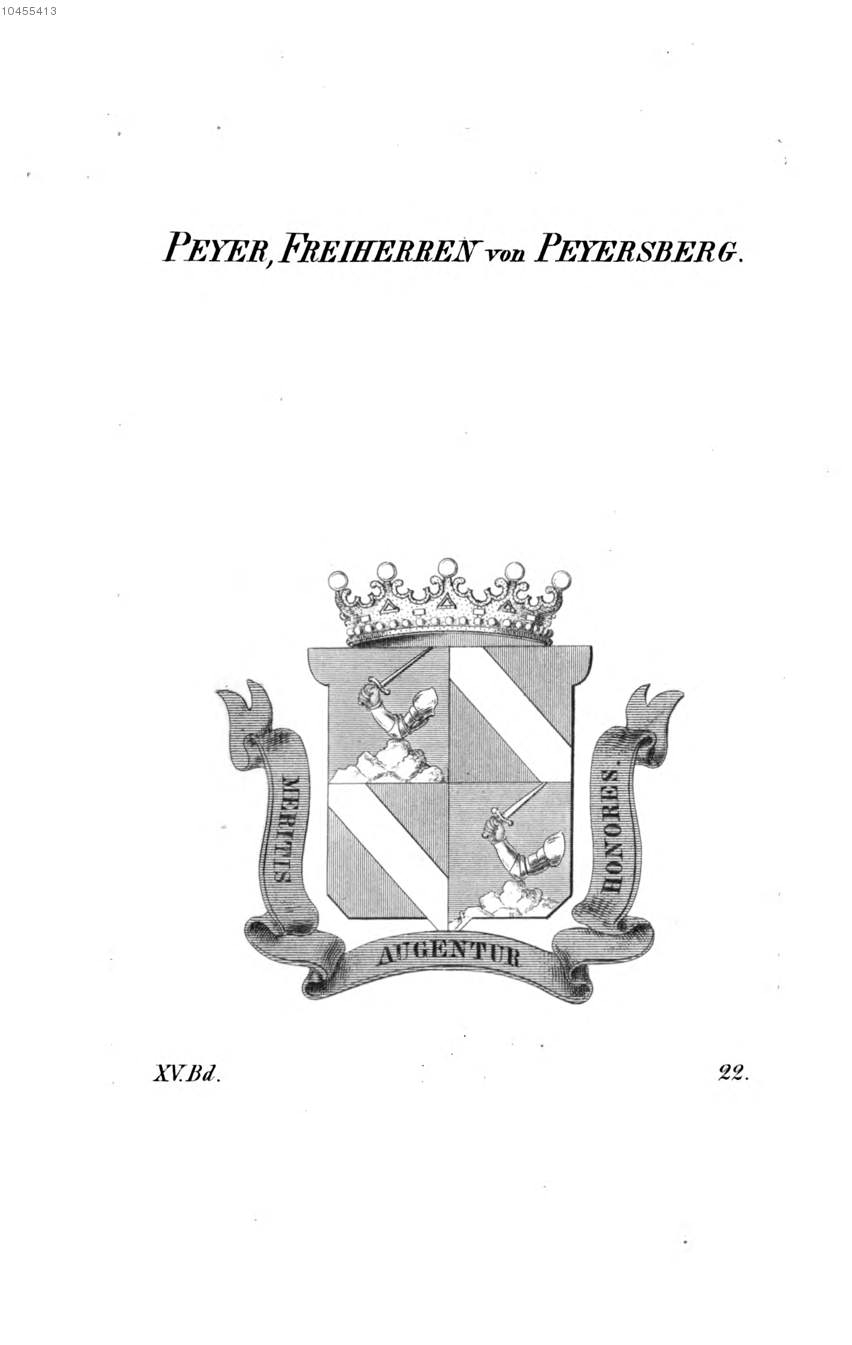 Peyer von Peyersberg — Tyroff オーストリア君主国紋章集の原図