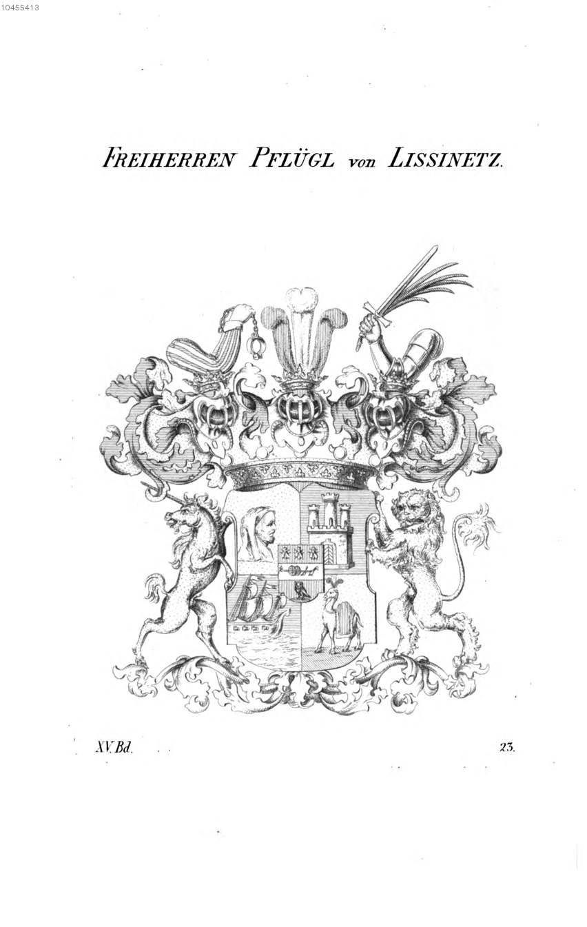 Pflügl von Lissinetz — Tyroff オーストリア君主国紋章集の原図
