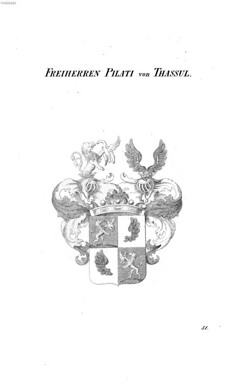 Pilati von Thassul 2 — Tyroff オーストリア君主国紋章集の原図