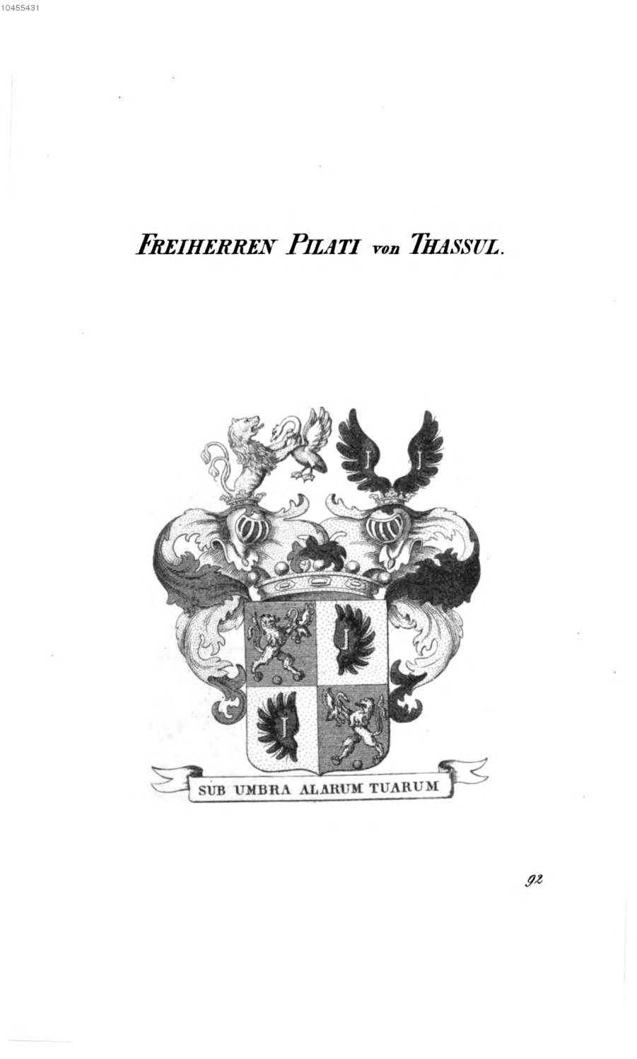 Pilati von Thassul 3 — Tyroff オーストリア君主国紋章集の原図
