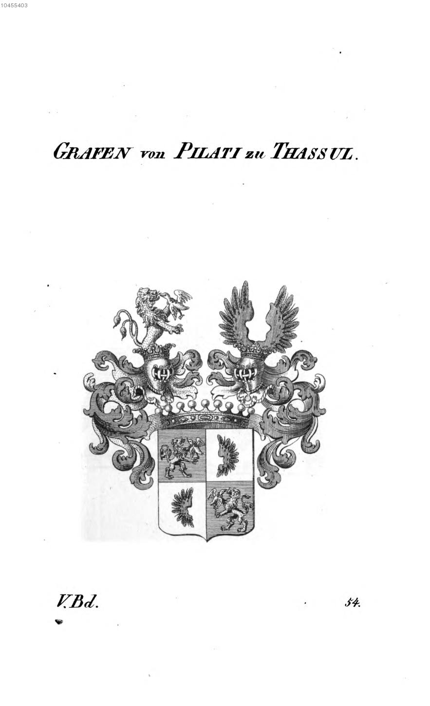 Pilati zu Thassul — Tyroff オーストリア君主国紋章集の原図