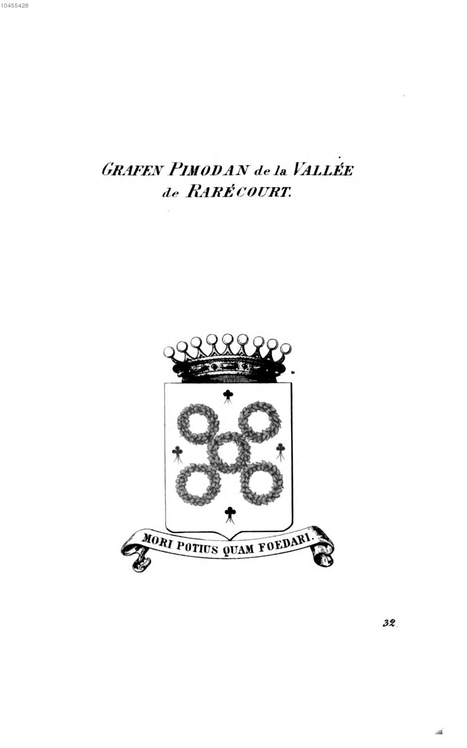 Pimodan de La Vallee de Rarecourt 2 — Tyroff オーストリア君主国紋章集の原図