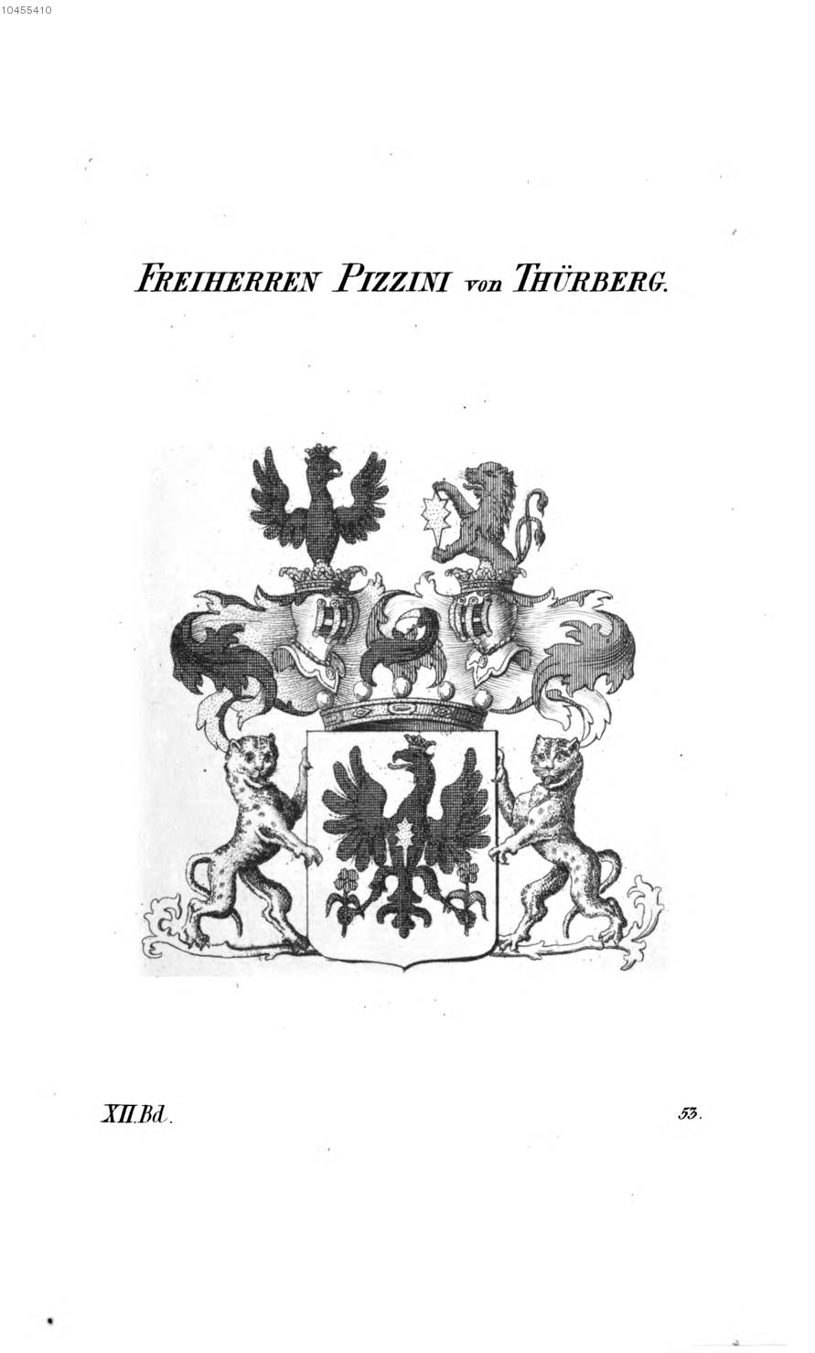 Pizzini von Thürberg — Tyroff オーストリア君主国紋章集の原図