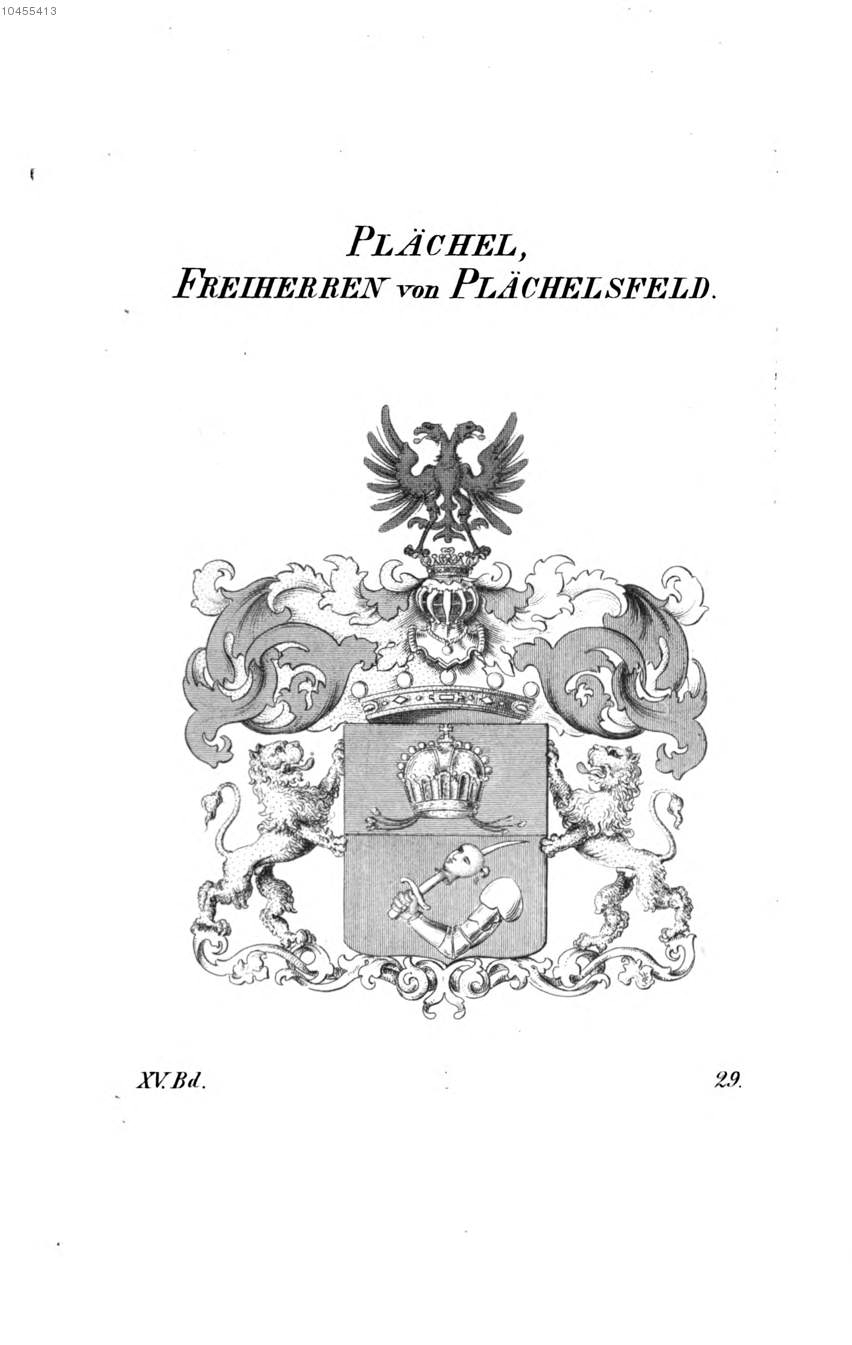 Plächel von Plächelsfeld — Tyroff オーストリア君主国紋章集の原図