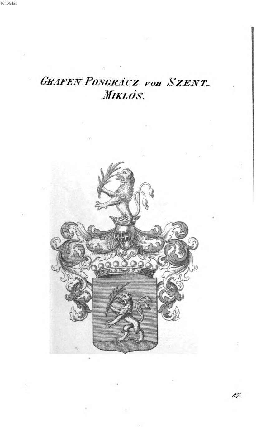 Pongracz von Szent Miklos — Tyroff オーストリア君主国紋章集の原図