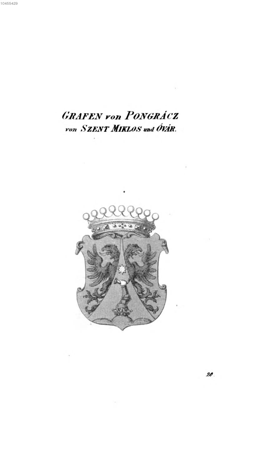 Pongracz von Szent Miklos und Ovar — Tyroff オーストリア君主国紋章集の原図