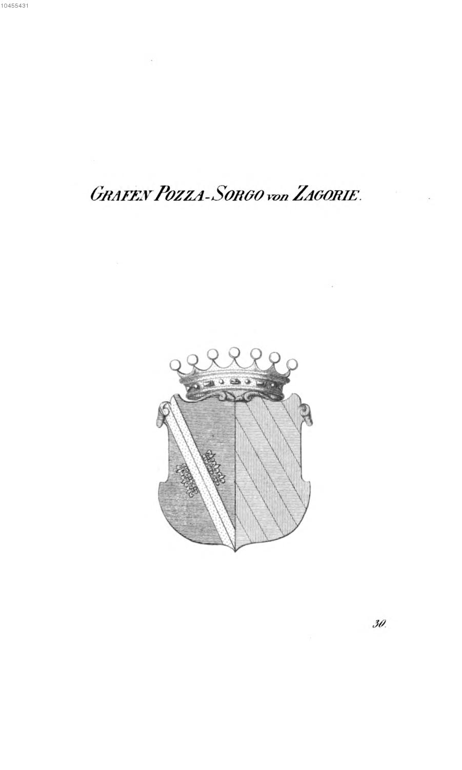 Pozza Sorgo von Zagorie — Tyroff オーストリア君主国紋章集の原図