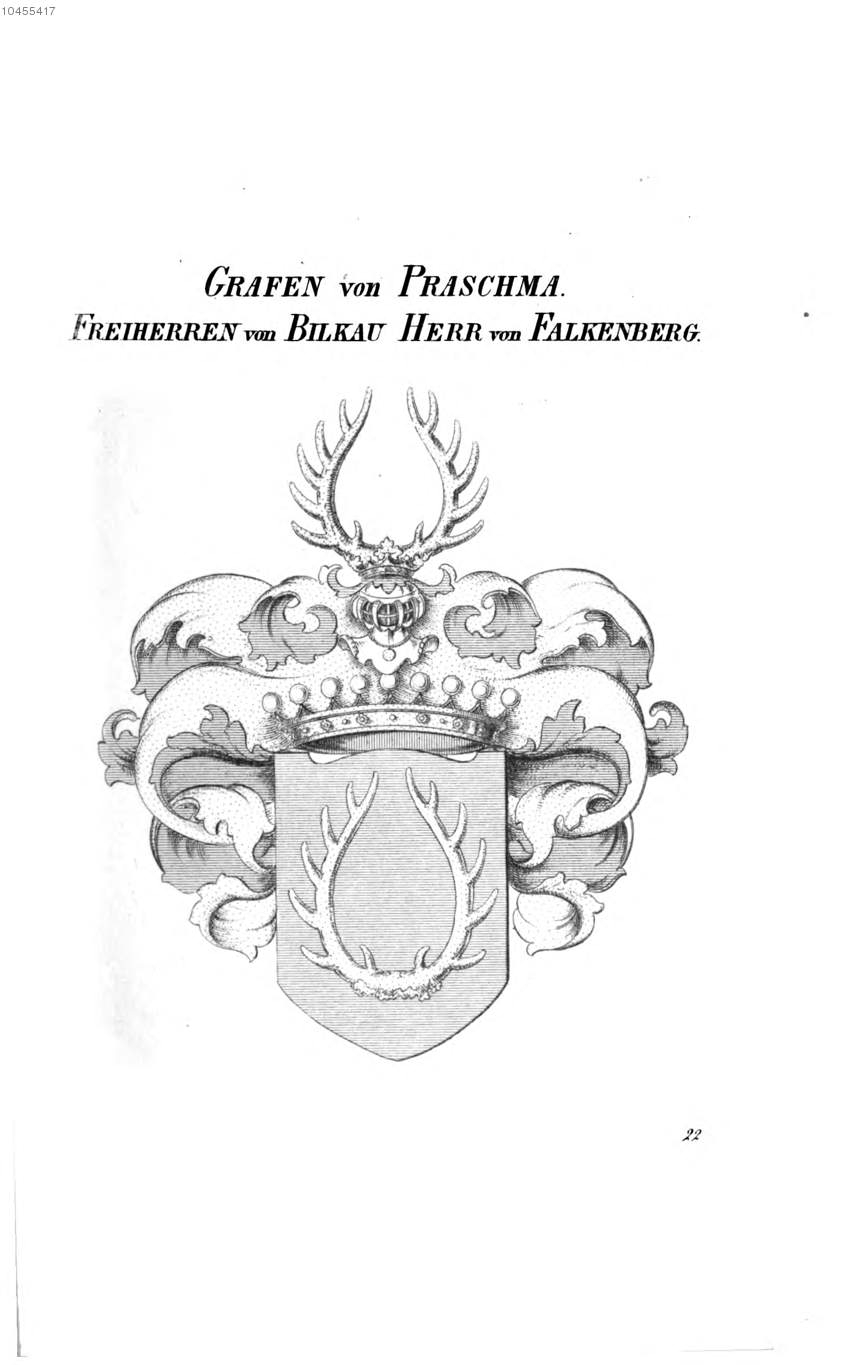 Praschma von Bilkau von Falkenberg — Tyroff オーストリア君主国紋章集の原図