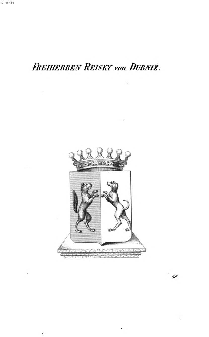 Reisky von Dubniz — Tyroff オーストリア君主国紋章集の原図