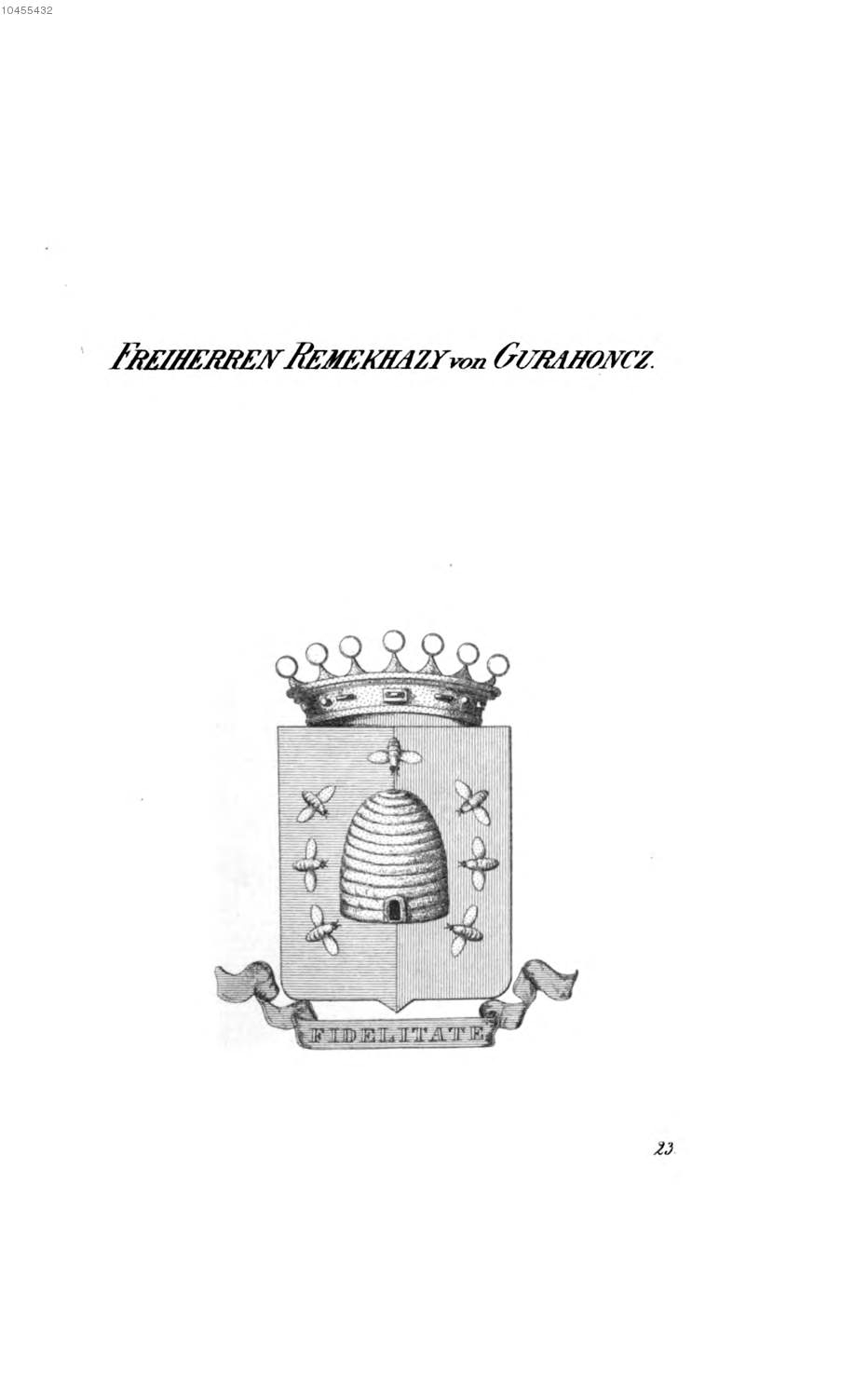 Remekhazy von Gurahoncz — Tyroff オーストリア君主国紋章集の原図