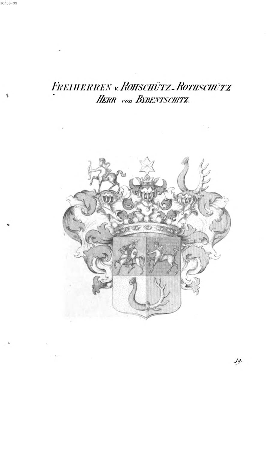 Rohschütz Rothschütz von Bybentschitz — Tyroff オーストリア君主国紋章集の原図