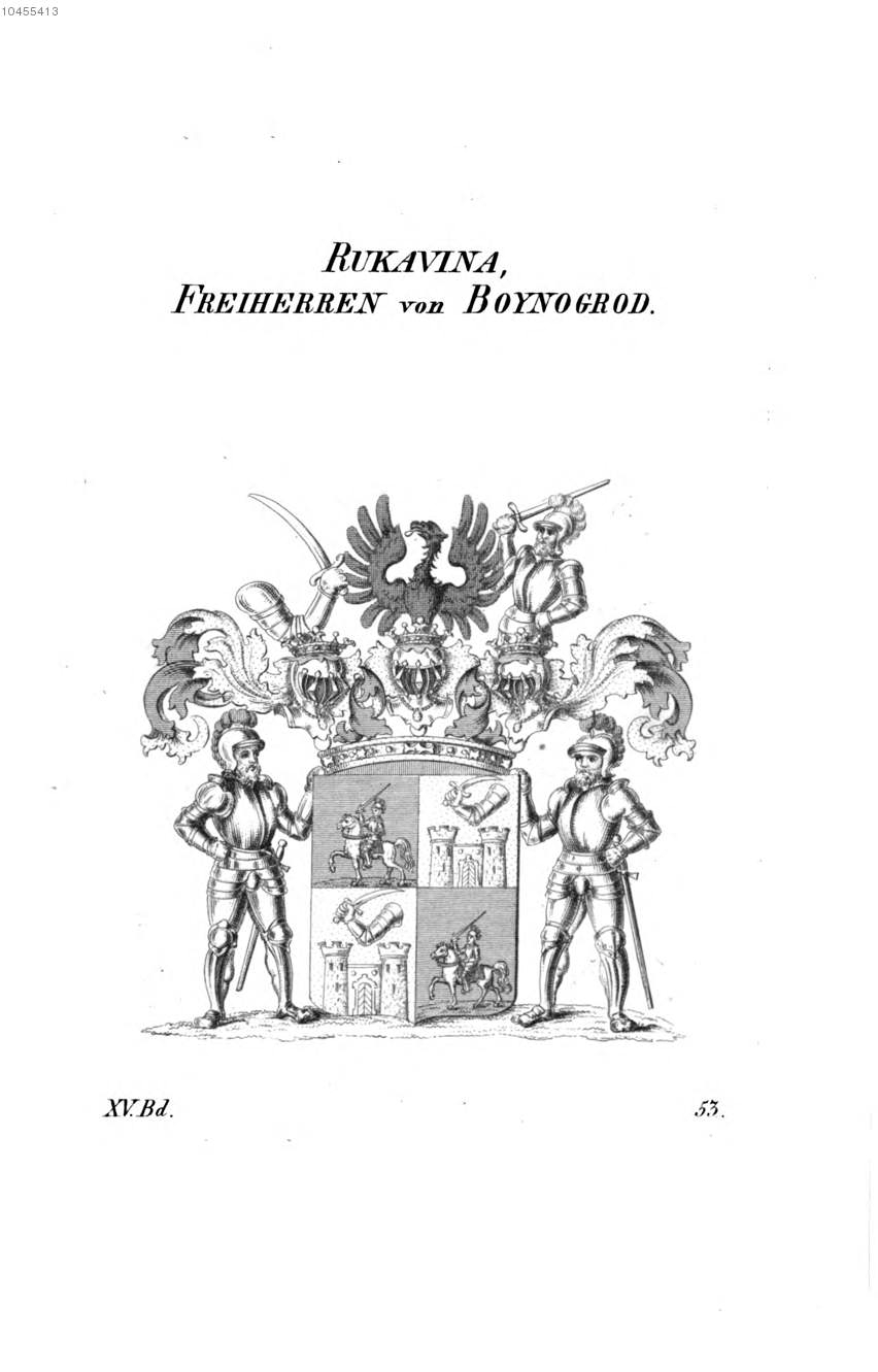 Rukavina von Boynogrod — Tyroff オーストリア君主国紋章集の原図