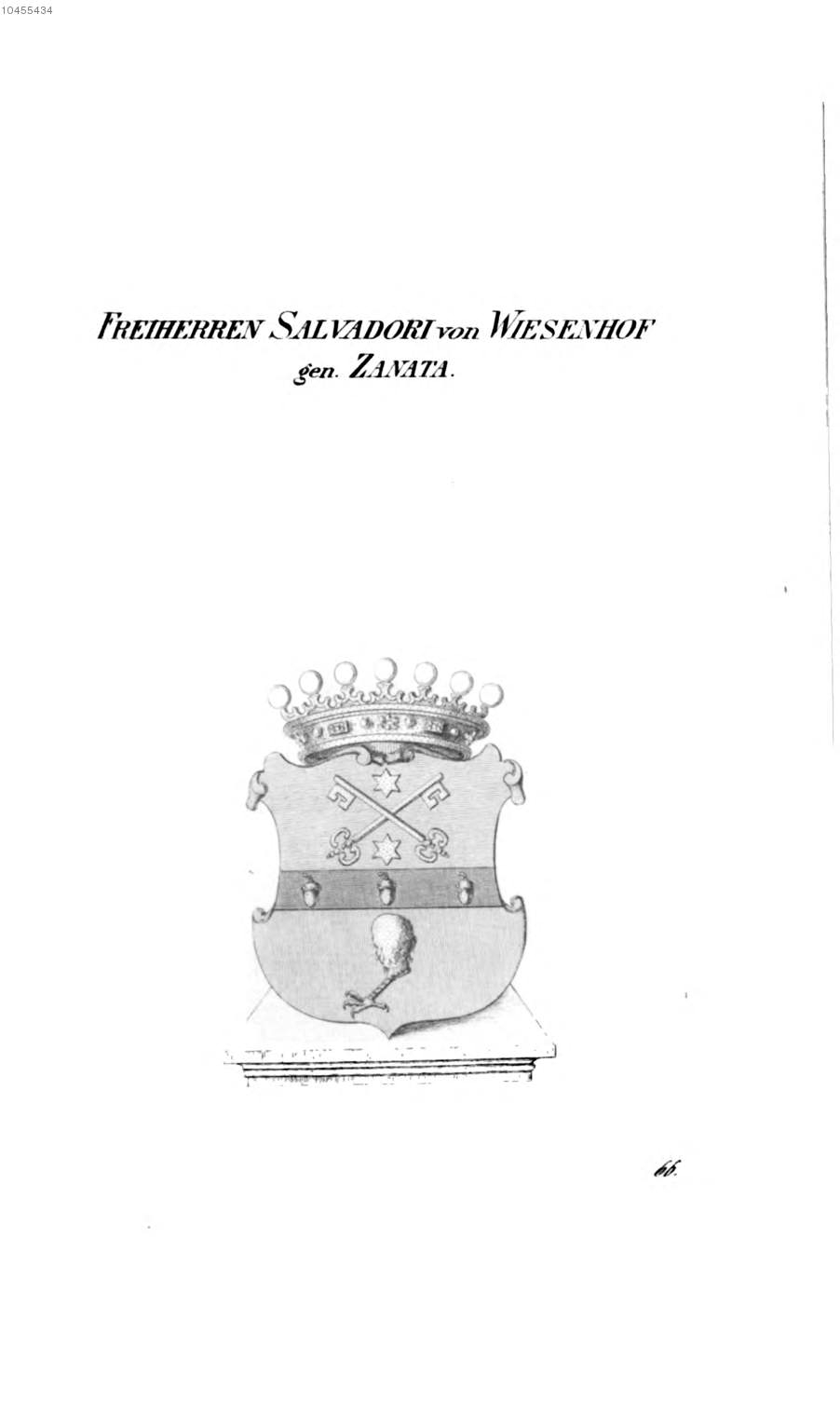 Salvadori von Wiesenhof Gen Zanata — Tyroff オーストリア君主国紋章集の原図