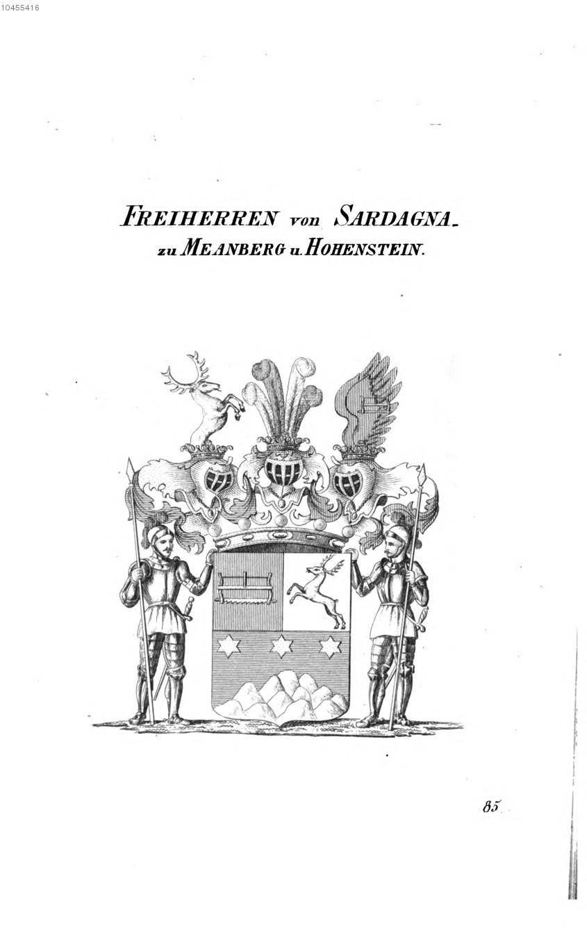 Sardagna zu Meanberg und Hohenstein — Tyroff オーストリア君主国紋章集の原図