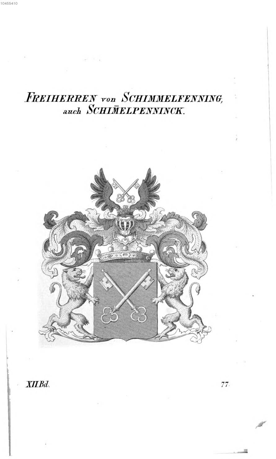 Schimmelfenning Schimmelpenninck — Tyroff オーストリア君主国紋章集の原図