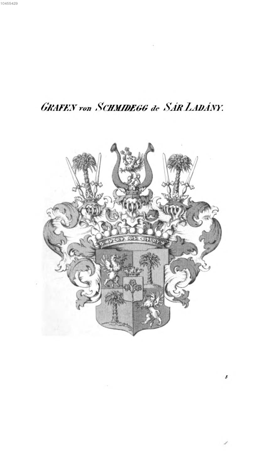 Schmidegg de Sar Ladany — Tyroff オーストリア君主国紋章集の原図
