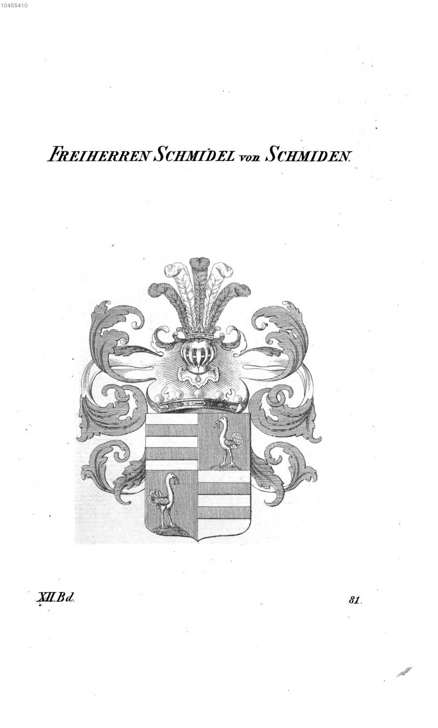 Schmidel von Schmiden — Tyroff オーストリア君主国紋章集の原図
